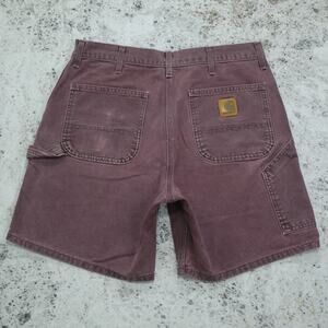RARE Vintage Carhartt B24 BRG Burgundy Purple Carpenter Shorts 34x7.35
